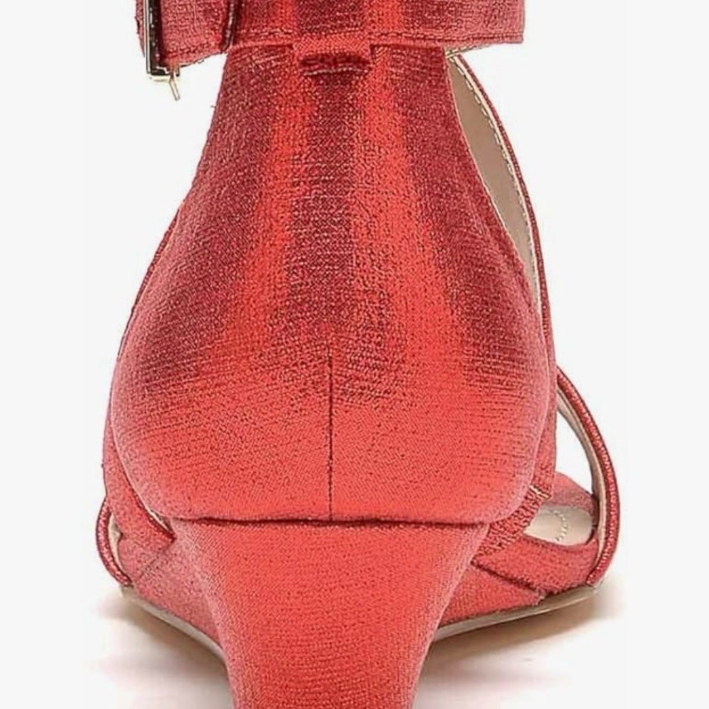 Red sparkly strapping wedges